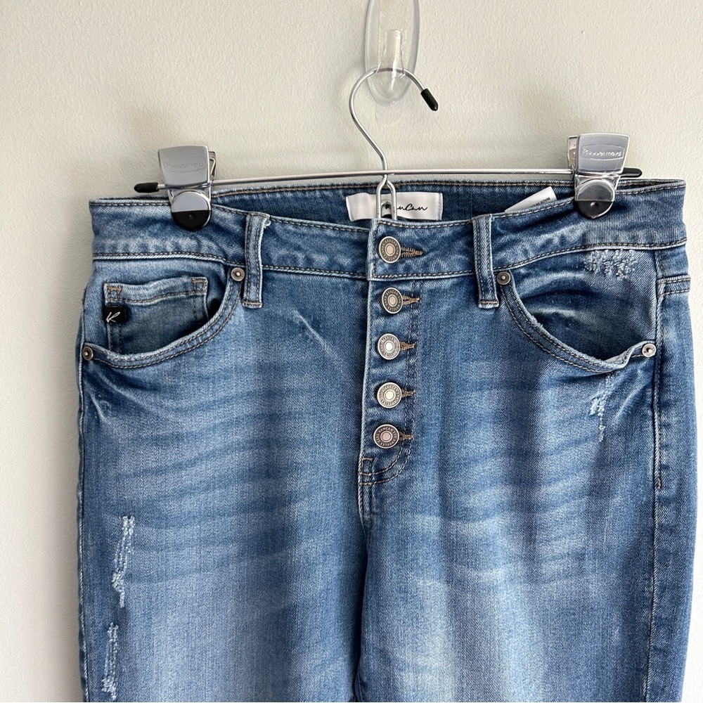 Kancan Cropped High Rise Button Front Slightly Di… - image 3